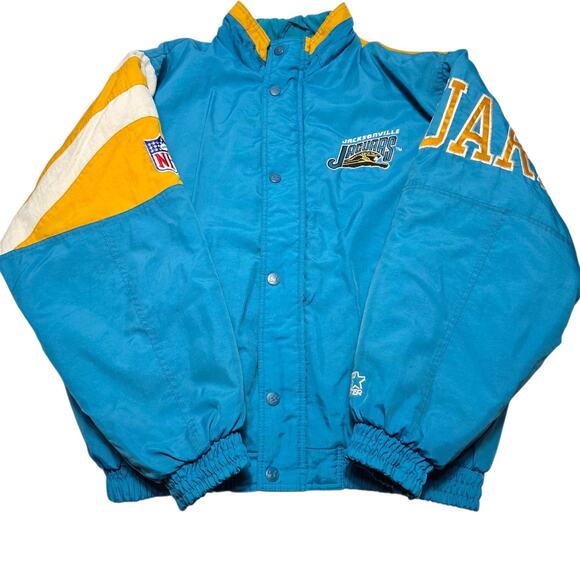 Vintage Jacksonville Jaguars Starter Puffer Jacket Original Logo Men's Large 90s - Picture 2 of 11